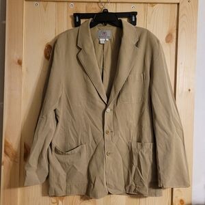 The Territory Ahead tan silk / cotton blazer jacket Size L